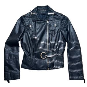 Gucci Genuine Leather Jacket with gold Belt – Luxury Made in Italy